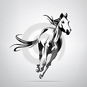 Vector silhouette of a running horse photo