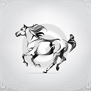 Vector silhouette of a running horse. vector illustration