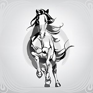 Vector silhouette of a running horse. vector illustration