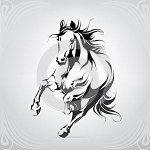 Vector silhouette of a running horse. vector illustration