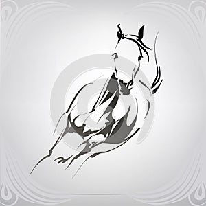 Vector silhouette of a running horse. vector illustration