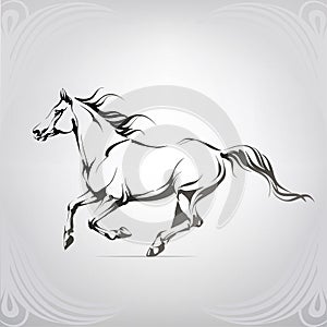 Vector silhouette of a running horse. vector illustration