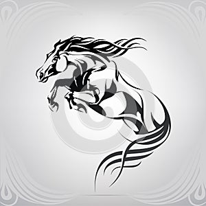 Vector silhouette of a running horse. vector illustration