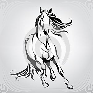 Vector silhouette of a running horse. vector illustration