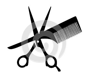 Vector silhouette of scissors and a comb