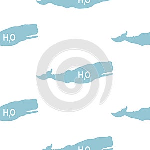 Vector Silhouette Seamless Pattern With Whales In Sketch Style. Cachalot background