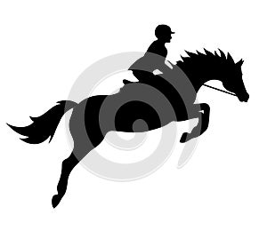 Vector silhouette of show jumping horse and rider