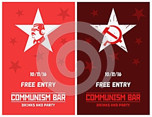 Vector silhouette of the Soviet dictator. Vector communist style flyer templates for cafe, bar or party.