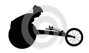 Vector silhouette of sportsman disabled in a racing wheelchair