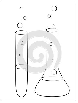 Vector Silhouette test tubes Icon. Outline vector illustration of laboratory apparatus with Liquid for logo, app, UI