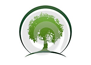 Vector silhouette tree icon isolated on white background. Tree concept logo design