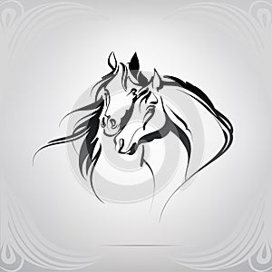 Vector silhouette of two horses. vector illustration