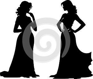 Vector silhouette of two women