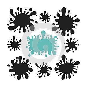 Vector silhouette of water splash black color set. Ideal for logo or symbol and web icons