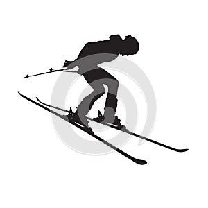 Vector silhouette of an winter ski sports person. Flat cutout icon