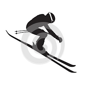 Vector silhouette of an winter ski sports person. Flat cutout icon
