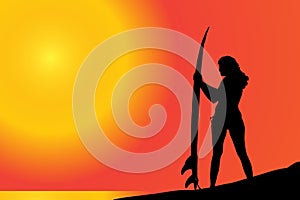 Vector silhouette of a woman.