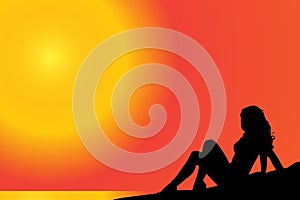 Vector silhouette of a woman.