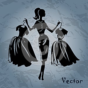 Vector silhouette of women