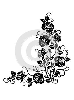 Vector silhouettes of abstract vintage flowers isolated on white background. vector illustration.