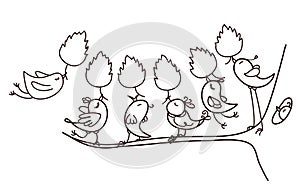 Vector silhouettes birds.