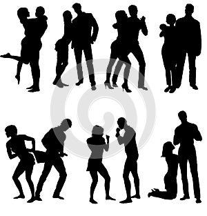 Vector silhouettes of couple. Life steps