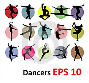 Vector silhouettes of dancers photo