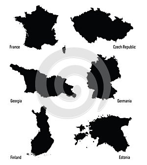 Vector  silhouettes of Europe countries