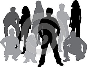 Vector silhouettes friends (man and women) photo