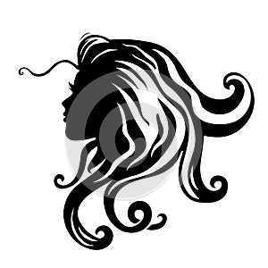 Vector silhouettes of girl hairstyles. profile. Girls Silhouette .Silhouette of beautiful woman.