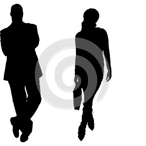 Vector silhouettes man and women.