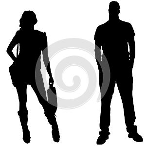 Vector silhouettes man and women