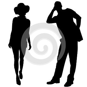 Vector silhouettes man and women