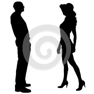 Vector silhouettes man and women