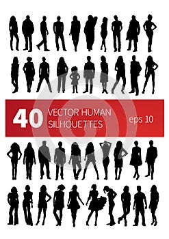 Vector silhouettes of people in various poses