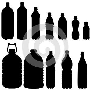 Vector Silhouettes of Plastic Bottles