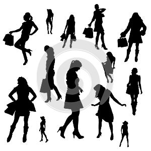 Vector silhouettes of girls.