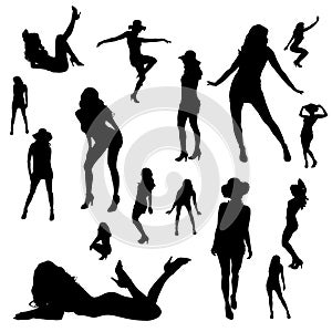 Vector silhouettes of girls.