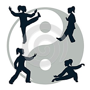 Vector silhouettes of Tai Chi