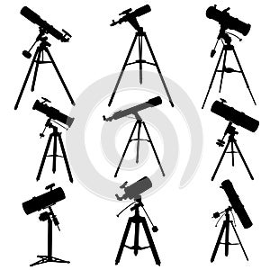 Vector silhouettes of telescopes.