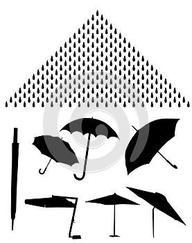 Vector silhouettes of umbrellas