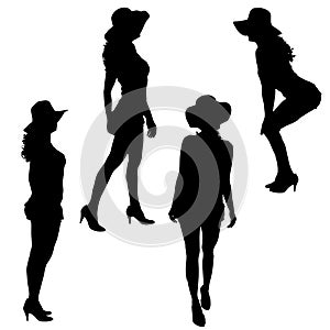 Vector silhouettes of women.