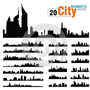 Vector silhouettes of the worlds city skylines
