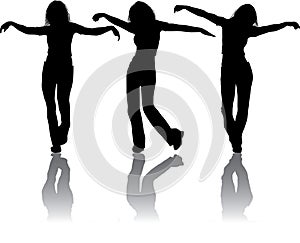 Vector silhouettes young girl