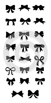 Vector sillouettes,Set of graphical decorative bows, photo