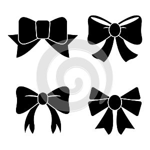 Vector sillouettes,Set of graphical decorative bows, photo