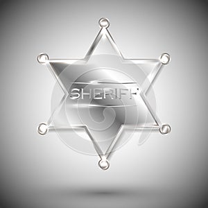 Vector silver sheriff star isolated on white background. vector six-pointed star