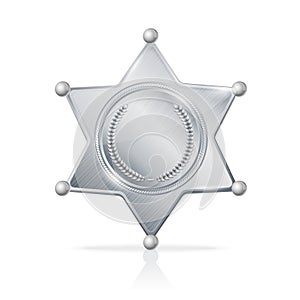 Vector silvery sheriff badge star empty