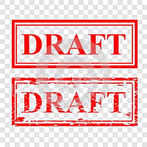 Simple draft, red scratch rubber stamp