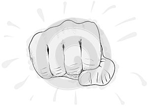 Vector simple drawing - fist on white - eps8 photo